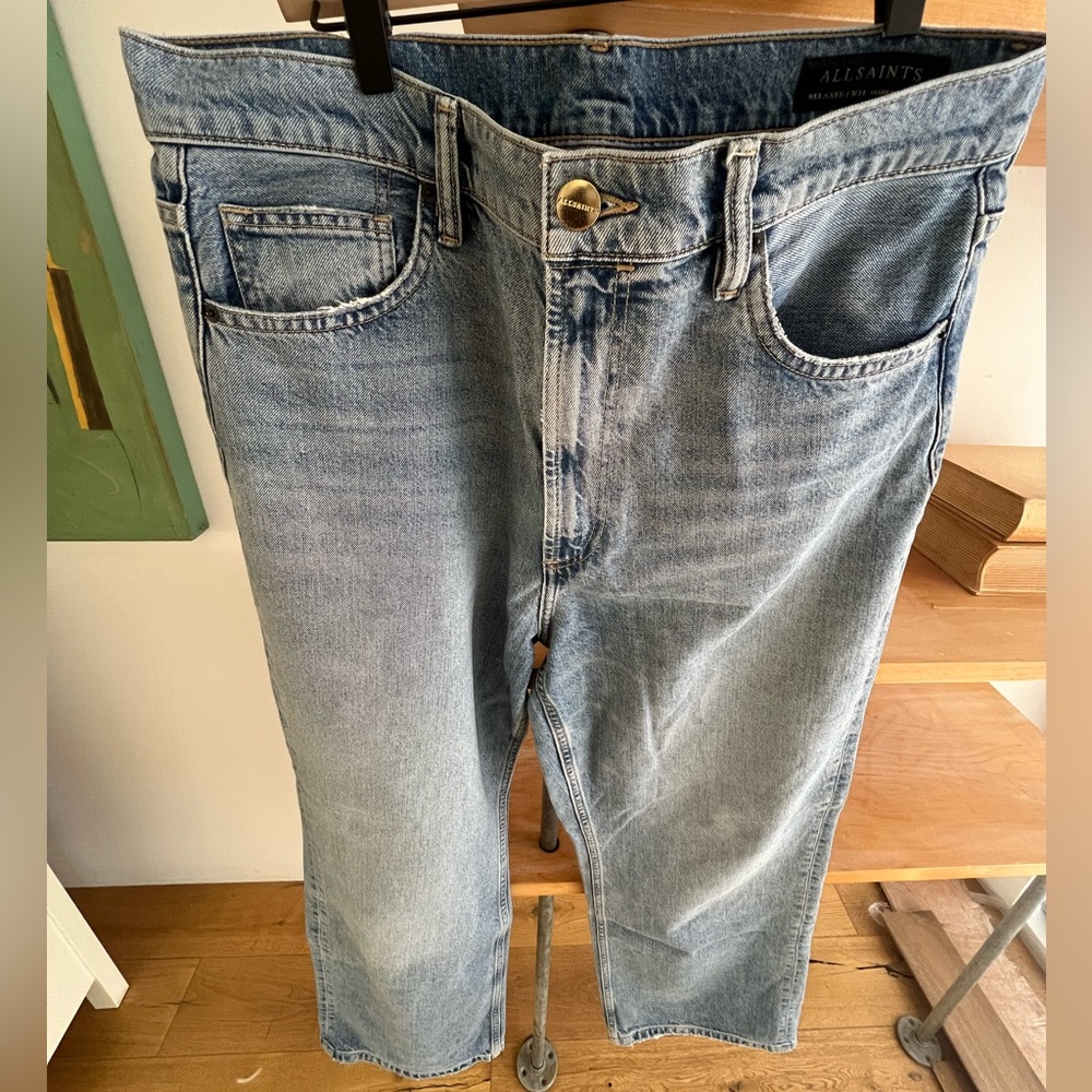 All Saints Womens High Rise Wide Leg Jeans